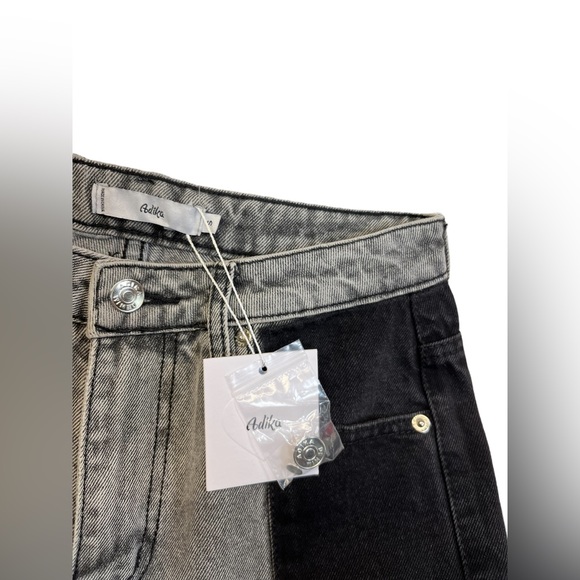 Adika Jeans Two Toned Gray Black Tapered Ankle High Rise Cotton Dark Wash - Picture 6 of 6